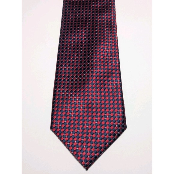 NAUTICA 100% Silk Tie Men's Satin Red And Blue‎  Necktie 3"X58" EUC - Picture 2 of 6